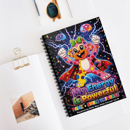 Panz™ Spiral Notebook – "My Energy is Powerful" Graphic Ruled Notebook | Smile Universe Collection
