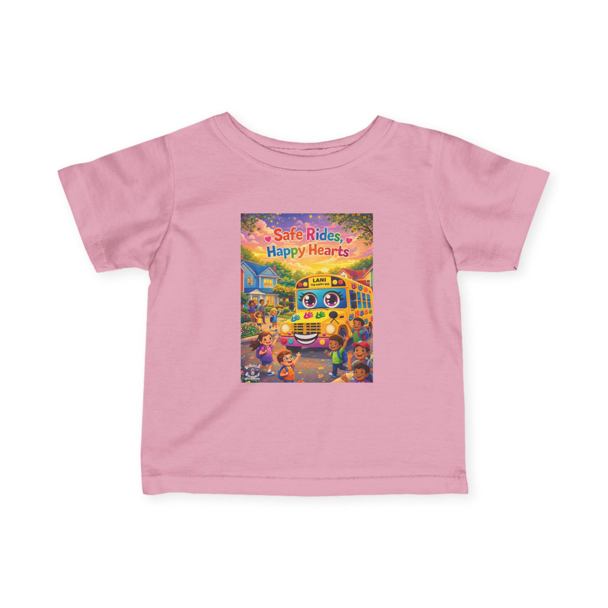 Lani™ Infant Fine Jersey Tee – "Safe Rides, Happy Hearts" Graphic