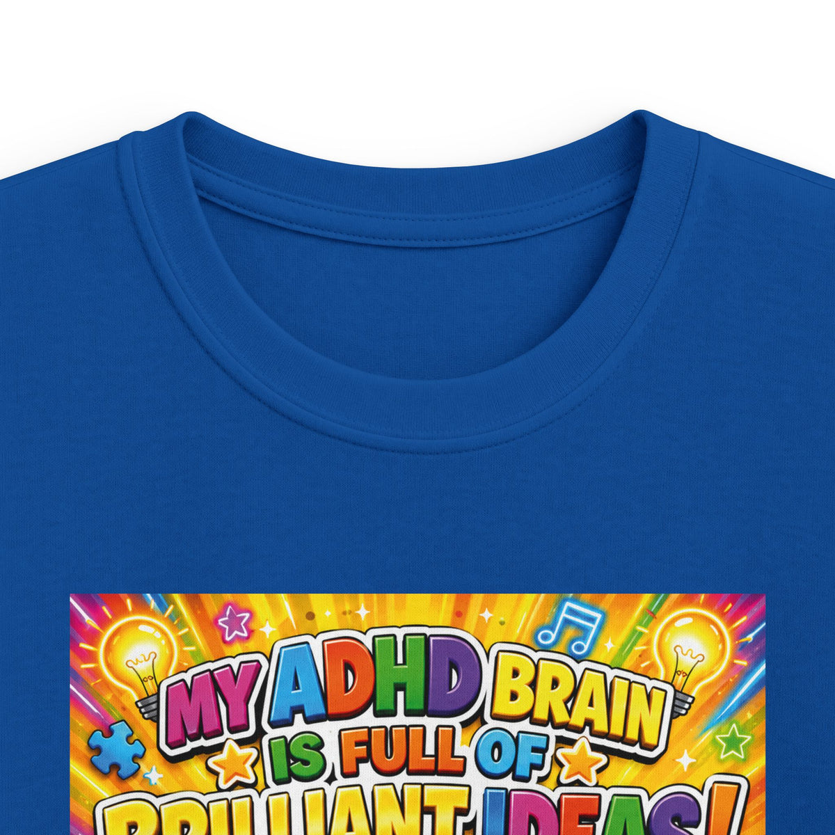 Potz™ Kids Softstyle Tee – "My ADHD Brain is Full of Brilliant Ideas!" Graphic Tee | Smile Universe Collection
