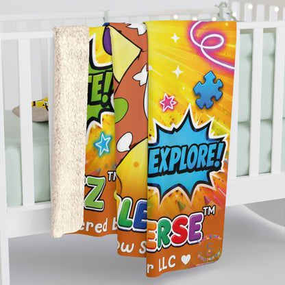 Potz™ Sherpa Fleece Blanket – "My ADHD Brain is Full of Brilliant Ideas!" Graphic Throw | Smile Universe Collection