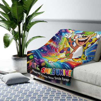Potz™ Sherpa Fleece Blanket – "Energy is My Superpower!" Graphic Throw | Smile Universe Collection