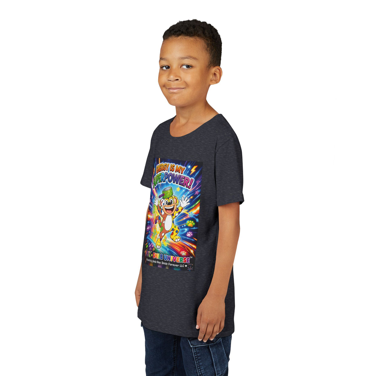 Potz™ Youth Short Sleeve Tee – "Energy is My Superpower!" Graphic Tee | Smile Universe Collection