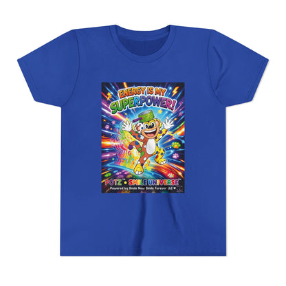 Potz™ Youth Short Sleeve Tee – "Energy is My Superpower!" Graphic Tee | Smile Universe Collection