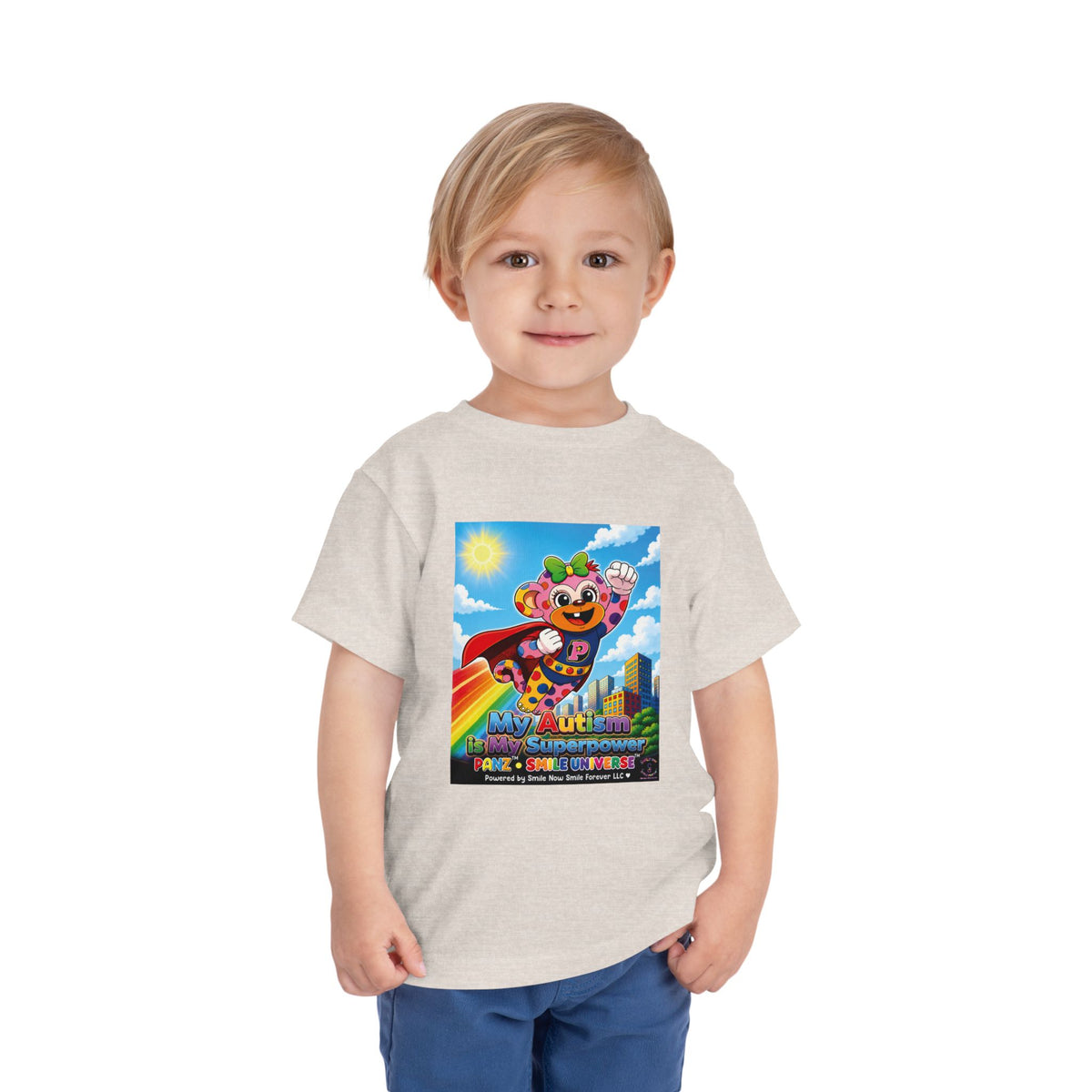 Panz™ Toddler Short Sleeve Tee – "My Autism is My Superpower" Graphic | Smile Universe Collection