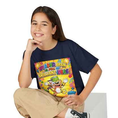 Potz™ Youth DryBlend® T-Shirt – "My ADHD Brain is Full of Brilliant Ideas!" Graphic Tee | Smile Universe Collection
