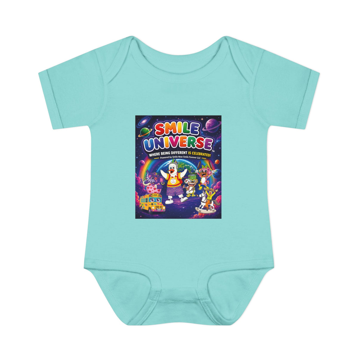 Smile Universe™ Infant Baby Rib Bodysuit – "Where Being Different is CELEBRATED!" Graphic