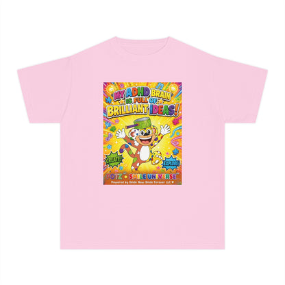 Potz™ Youth Midweight Tee – "My ADHD Brain is Full of Brilliant Ideas!" Graphic Tee | Smile Universe Collection