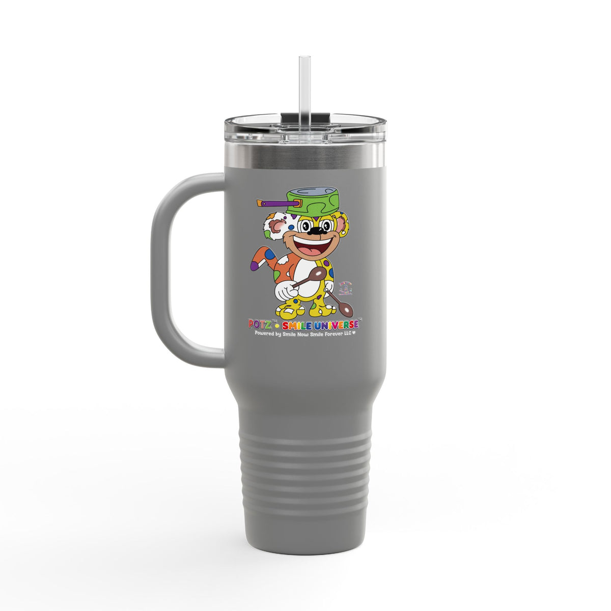 Potz™ Insulated Travel Mug 40oz – Playful Graphic Tumbler | Smile Universe Collection