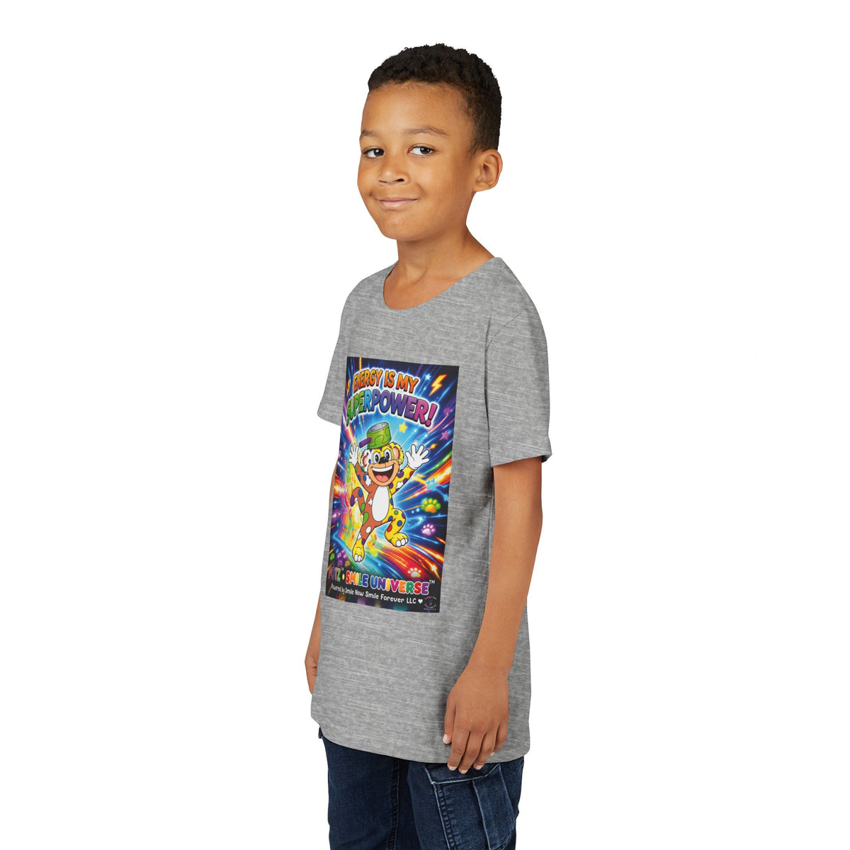 Potz™ Youth Short Sleeve Tee – "Energy is My Superpower!" Graphic Tee | Smile Universe Collection