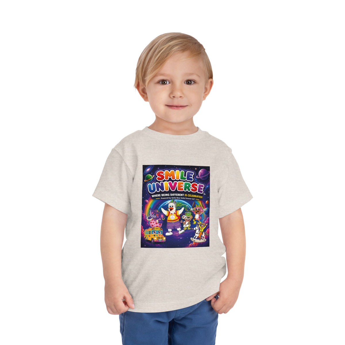 Smile Universe™ Toddler Short Sleeve Tee – "Where Being Different is CELEBRATED!" Graphic