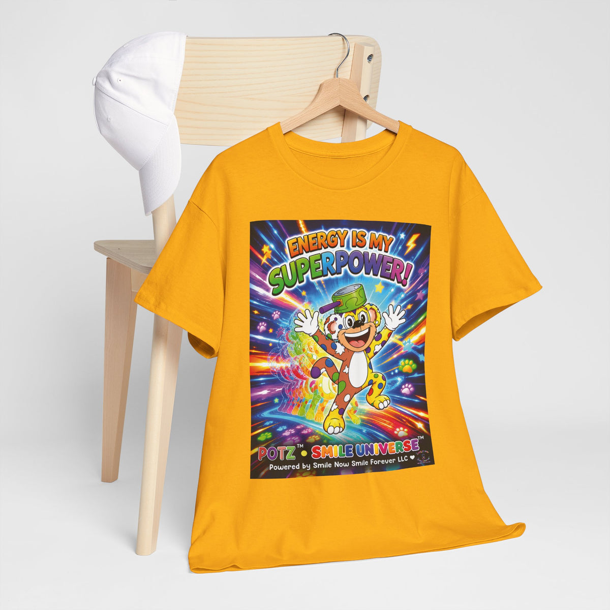 Potz™ Unisex Heavy Cotton™ Tee – "Energy is My Superpower!" Graphic Tee | Smile Universe Collection