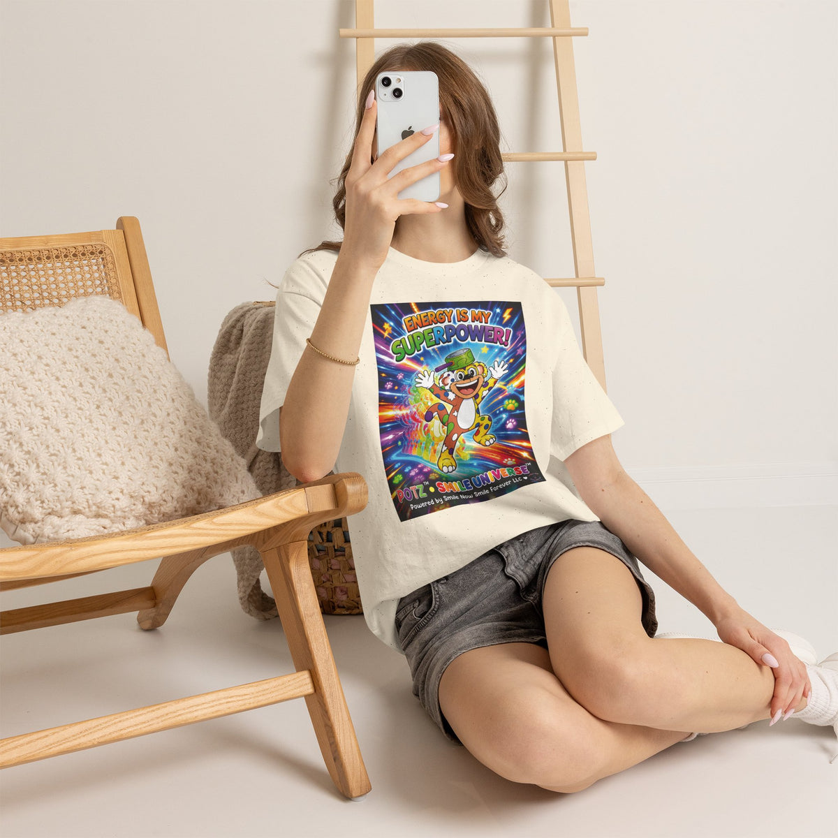 Potz™ Unisex Heavy Cotton™ Tee – "Energy is My Superpower!" Graphic Tee | Smile Universe Collection