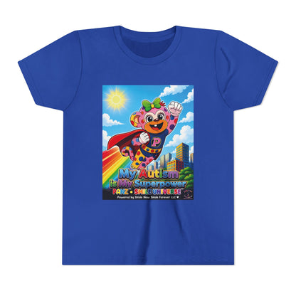 Panz™ Youth Short Sleeve Tee – "My Autism is My Superpower" Graphic | Smile Universe Collection
