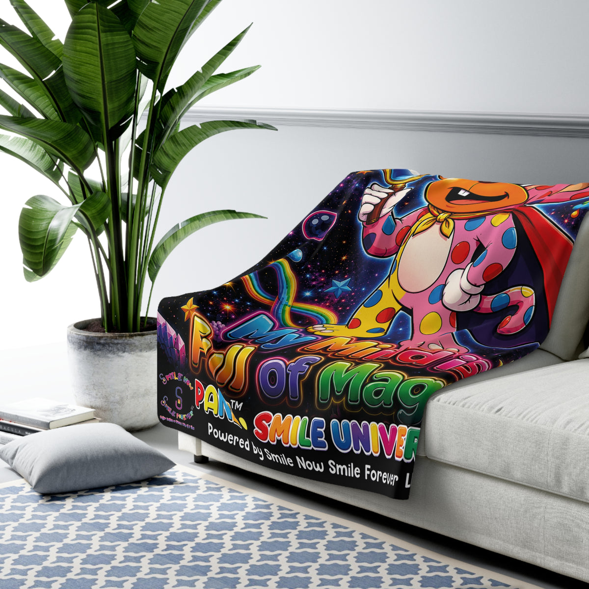 Panz™ Sherpa Fleece Blanket – "My Mind is Full of Magic" Graphic | Smile Universe Collection