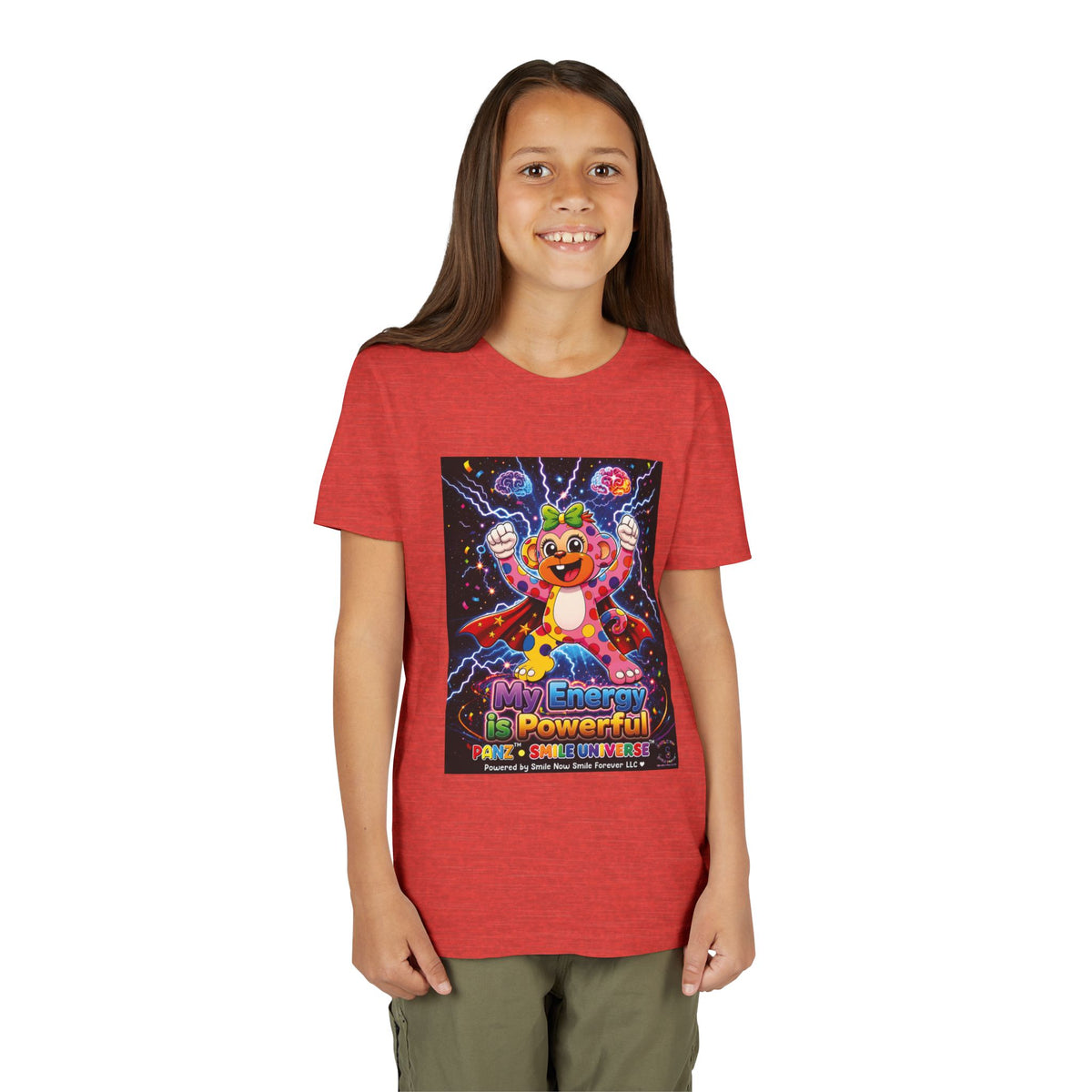 Panz™ Youth Short Sleeve Tee – "My Energy is Powerful" Graphic Tee | Smile Universe Collection