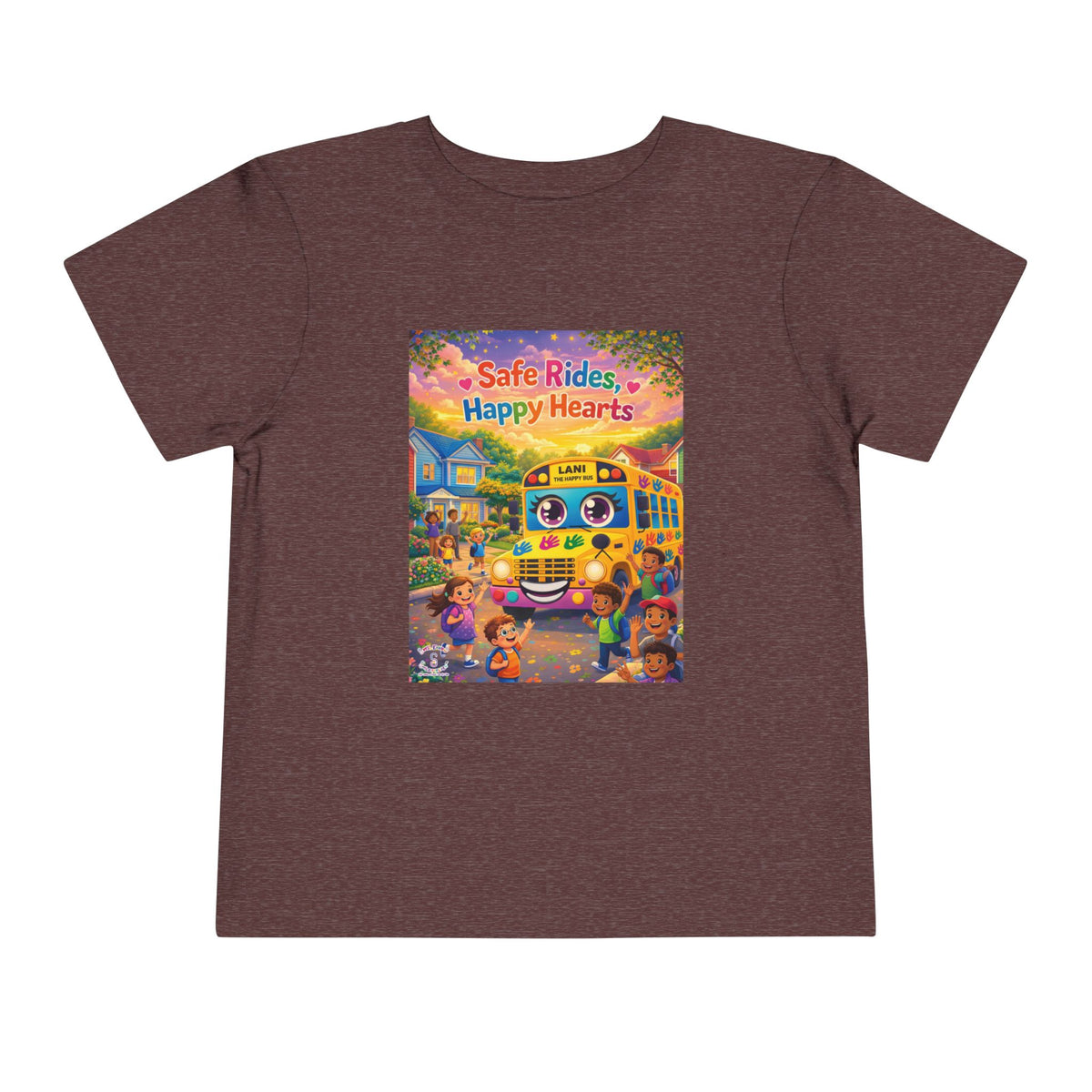 Lani™ Toddler Short Sleeve Tee – "Safe Rides, Happy Hearts" Graphic