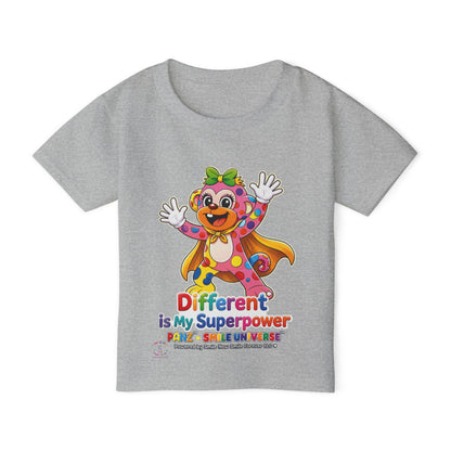Panz™ Heavy Cotton™ Toddler T-Shirt – "Different is My Superpower" Graphic | Smile Universe Collection