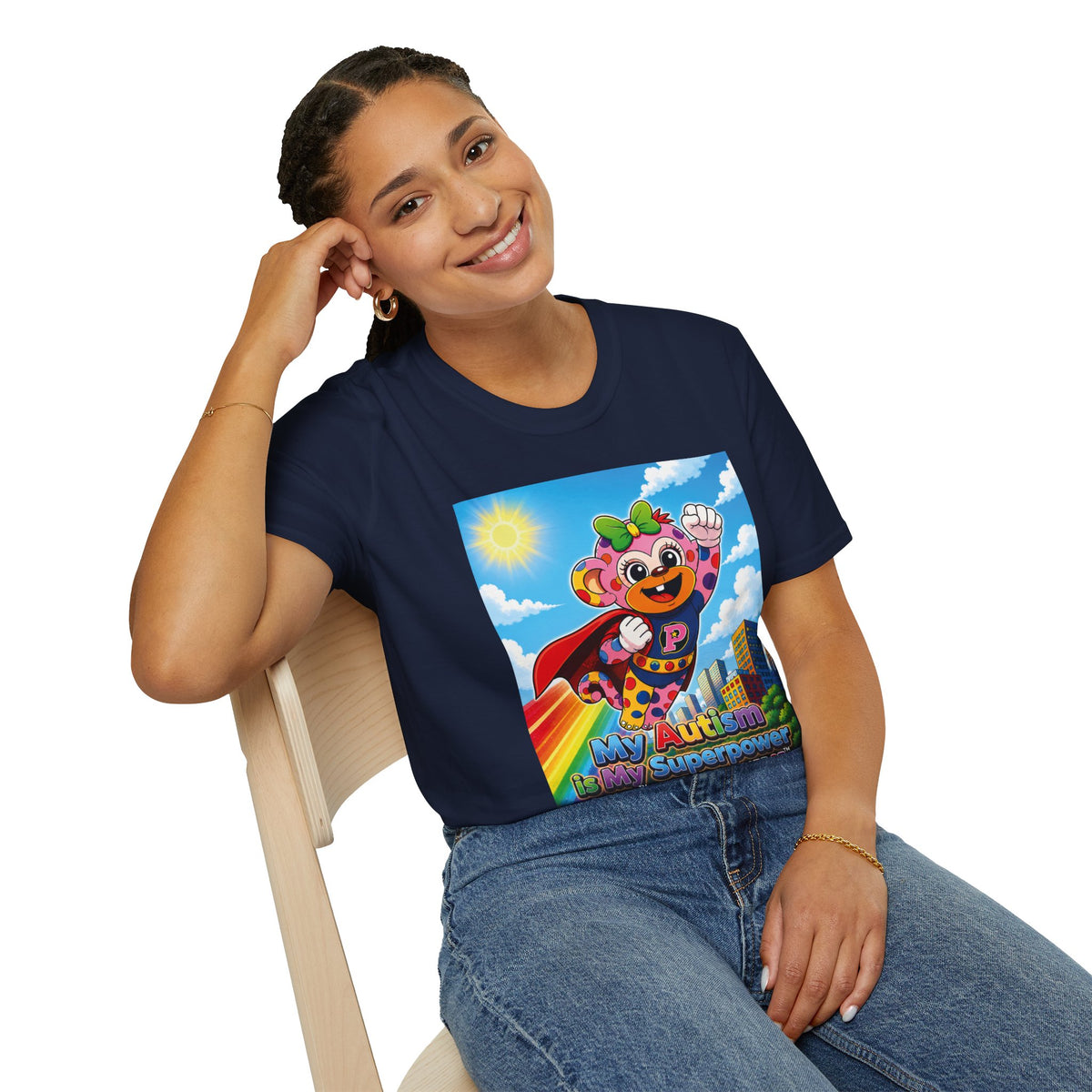 Panz™ Unisex Softstyle T-Shirt – "My Autism is My Superpower" Graphic | Smile Universe Collection