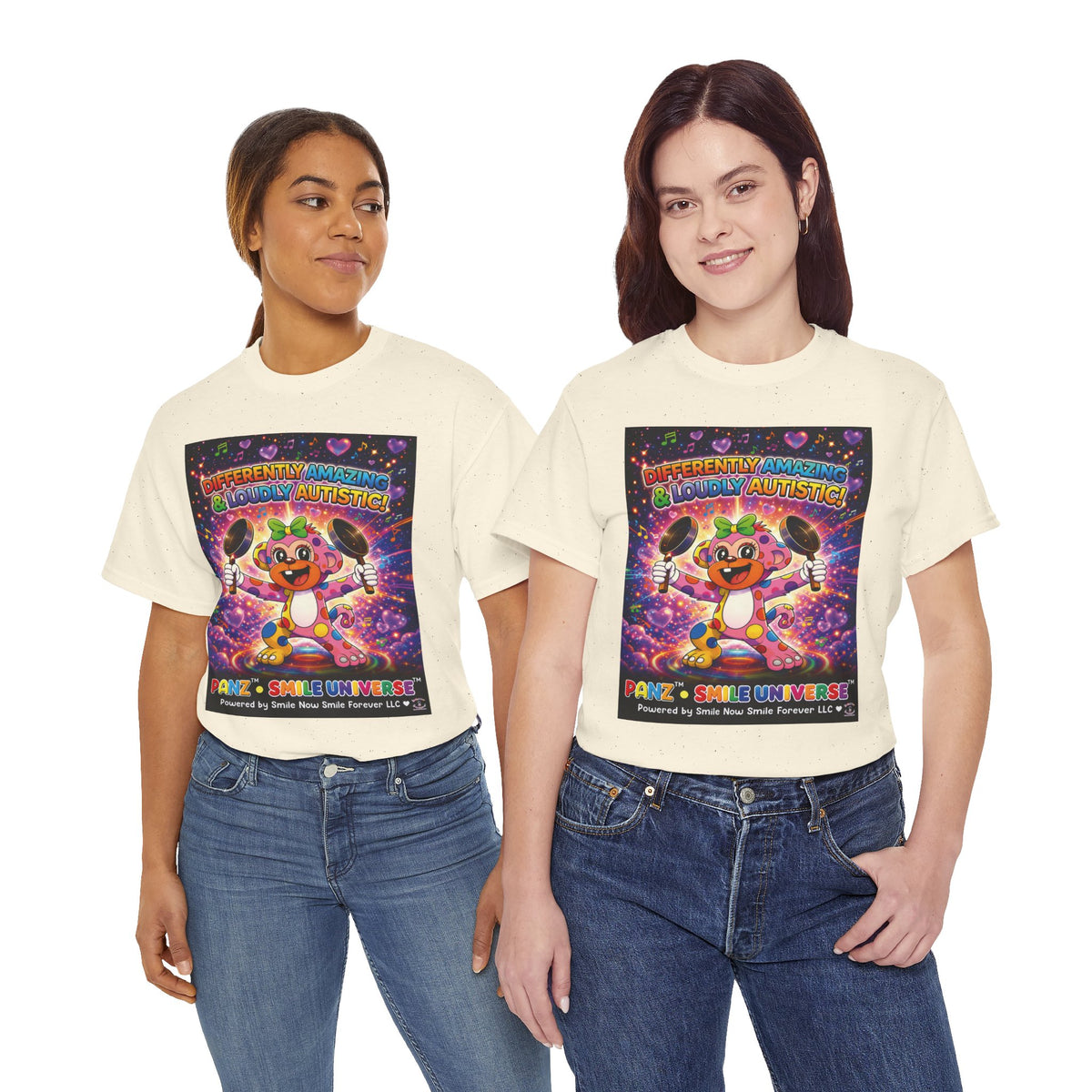 Panz™ Unisex Heavy Cotton™ Tee – "Differently Amazing & Loudly Autistic!" Graphic | Smile Universe Collection