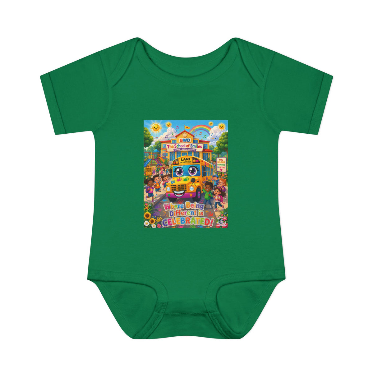 Lani™ Infant Baby Rib Bodysuit – "Where Being Different is CELEBRATED!" Graphic