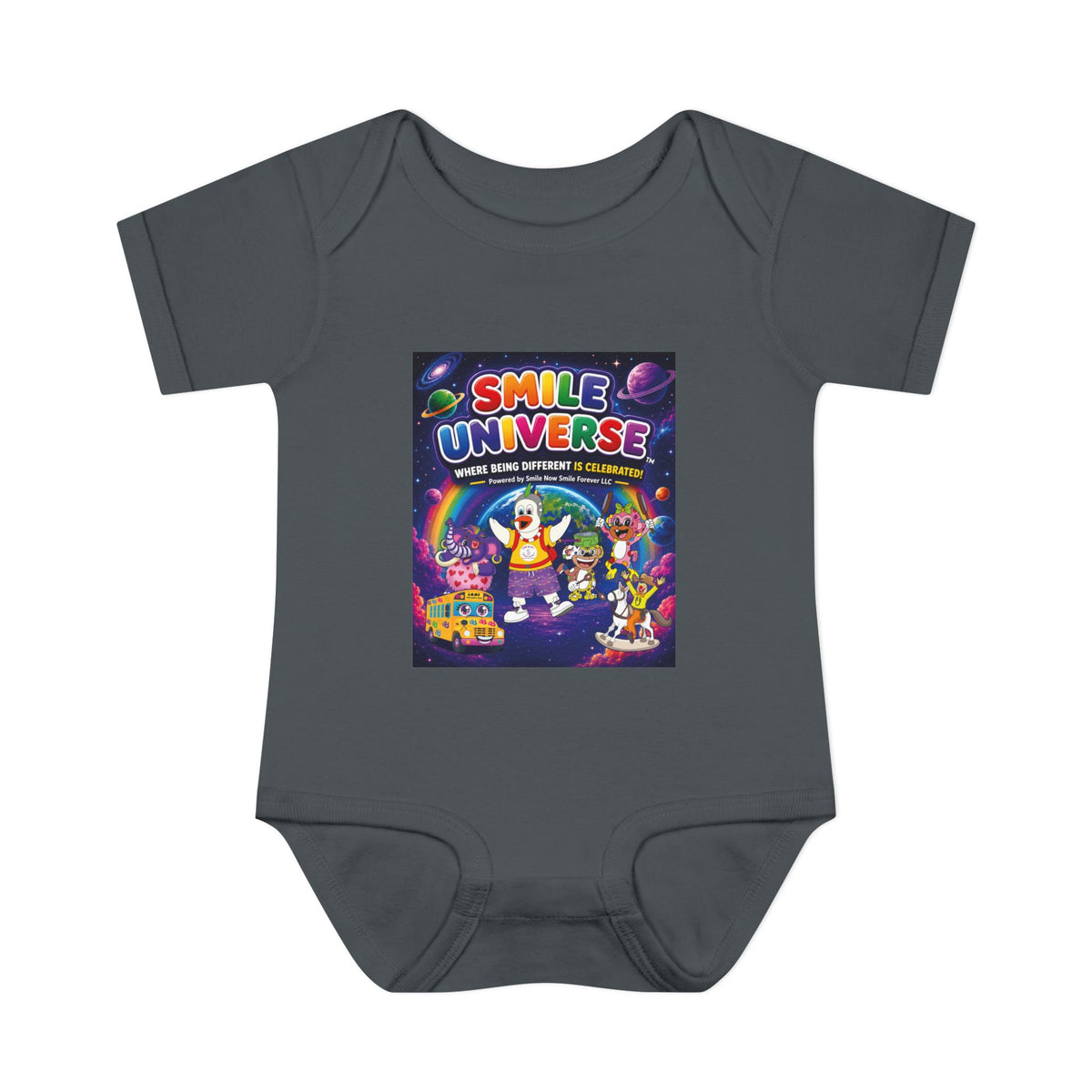 Smile Universe™ Infant Baby Rib Bodysuit – "Where Being Different is CELEBRATED!" Graphic