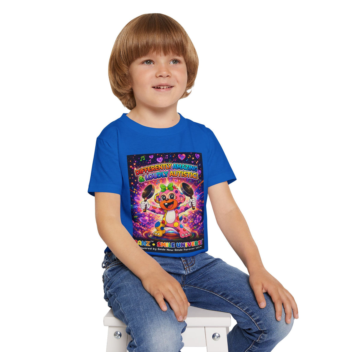 Panz™ Heavy Cotton™ Toddler T-Shirt – "Differently Amazing & Loudly Autistic!" Graphic | Smile Universe Collection