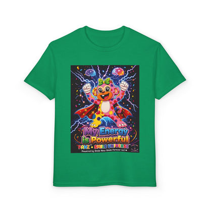 Panz™ Youth DryBlend® T-Shirt – "My Energy is Powerful" Graphic Tee | Smile Universe Collection