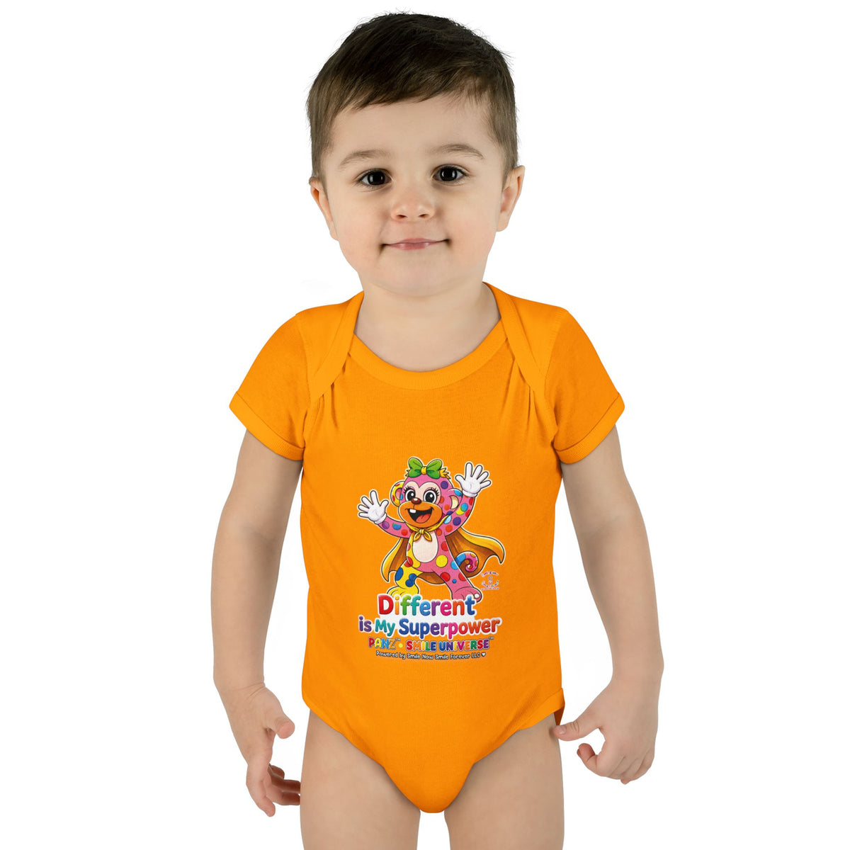 Panz™ Infant Baby Rib Bodysuit – "Different is My Superpower" Graphic | Smile Universe Collection