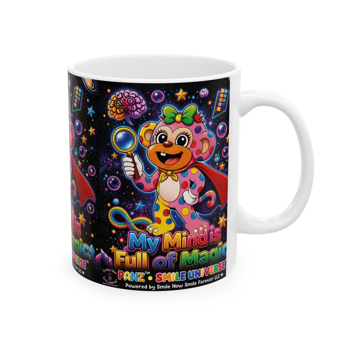 Panz™ Ceramic Mug (11oz & 15oz) – "My Mind is Full of Magic" Graphic | Smile Universe Collection
