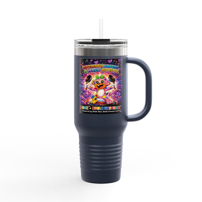 Panz™ 40oz Insulated Travel Mug – "Differently Amazing & Loudly Autistic!" Graphic | Smile Universe Collection