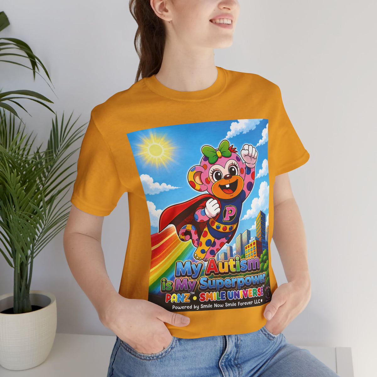Panz™ Unisex Jersey Short Sleeve Tee – "My Autism is My Superpower" Graphic | Smile Universe Collection