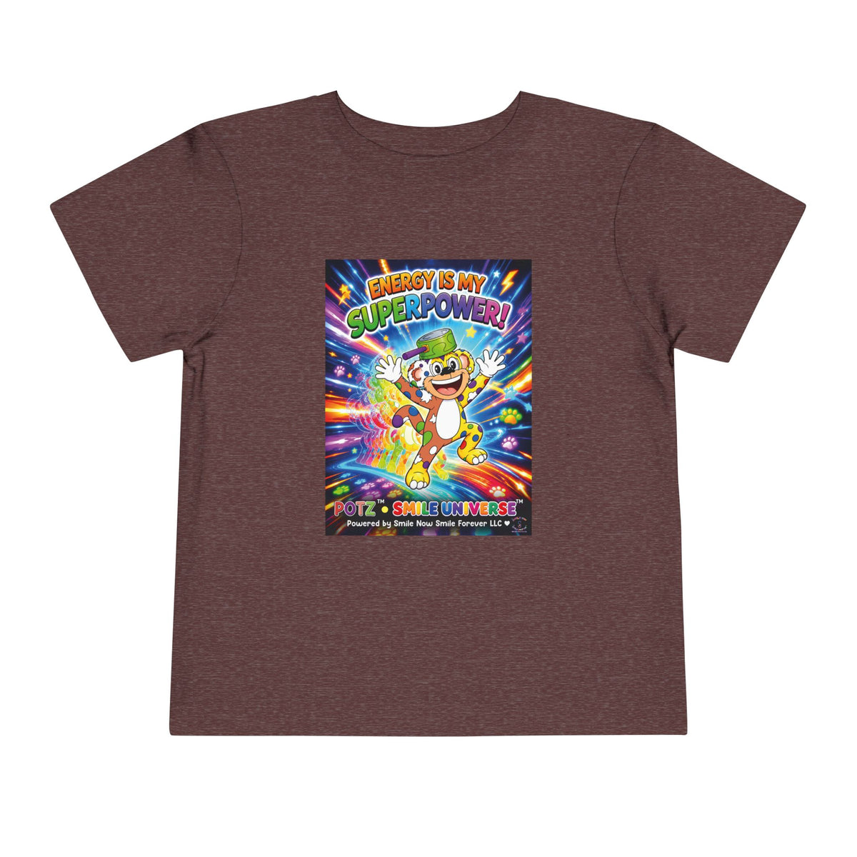 Potz™ Toddler Short Sleeve Tee – "Energy is My Superpower!" Graphic Tee | Smile Universe Collection