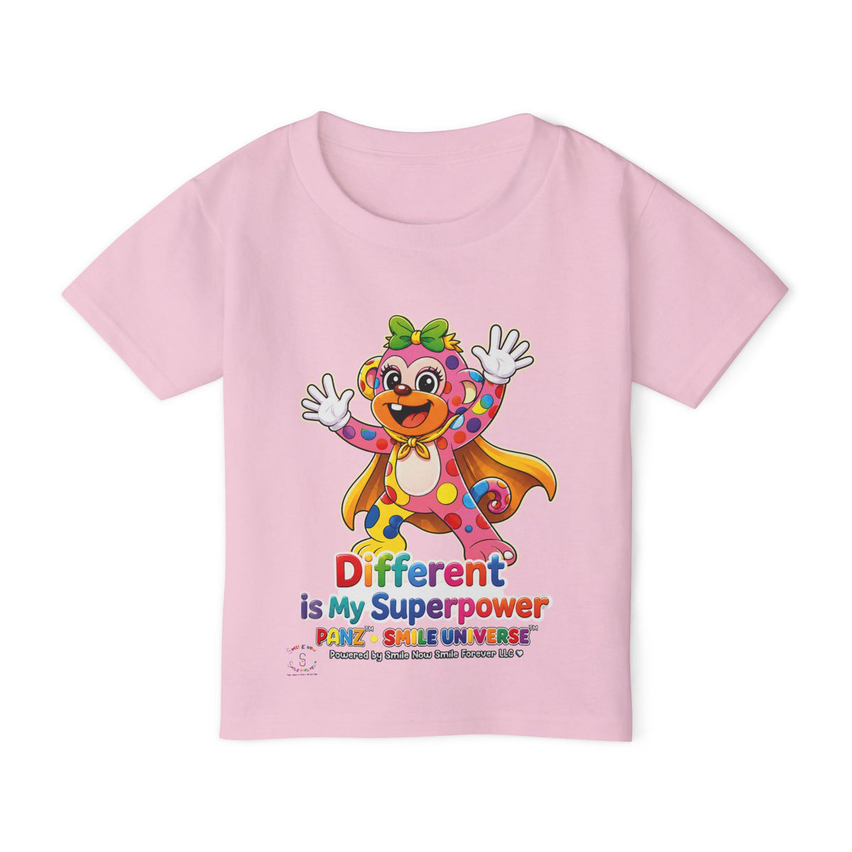 Panz™ Heavy Cotton™ Toddler T-Shirt – "Different is My Superpower" Graphic | Smile Universe Collection