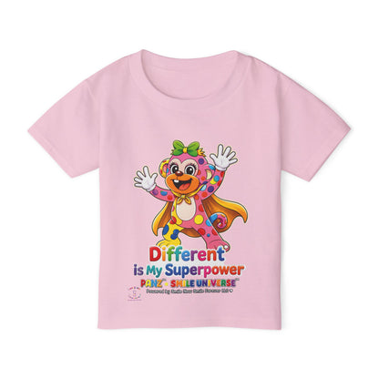 Panz™ Heavy Cotton™ Toddler T-Shirt – "Different is My Superpower" Graphic | Smile Universe Collection