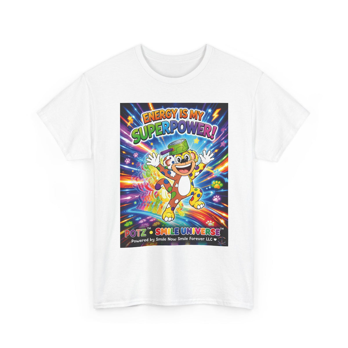 Potz™ Unisex Heavy Cotton™ Tee – "Energy is My Superpower!" Graphic Tee | Smile Universe Collection