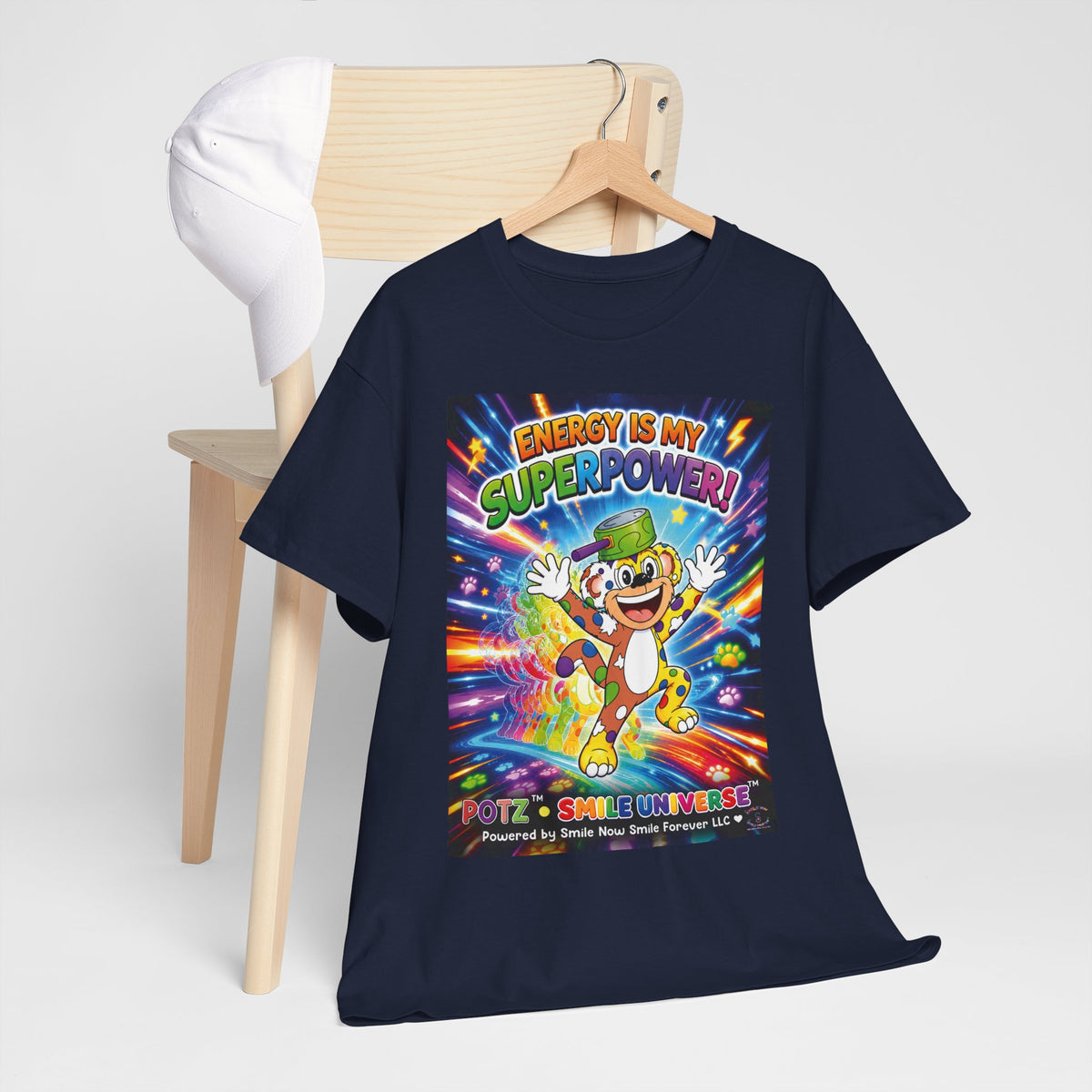 Potz™ Unisex Heavy Cotton™ Tee – "Energy is My Superpower!" Graphic Tee | Smile Universe Collection