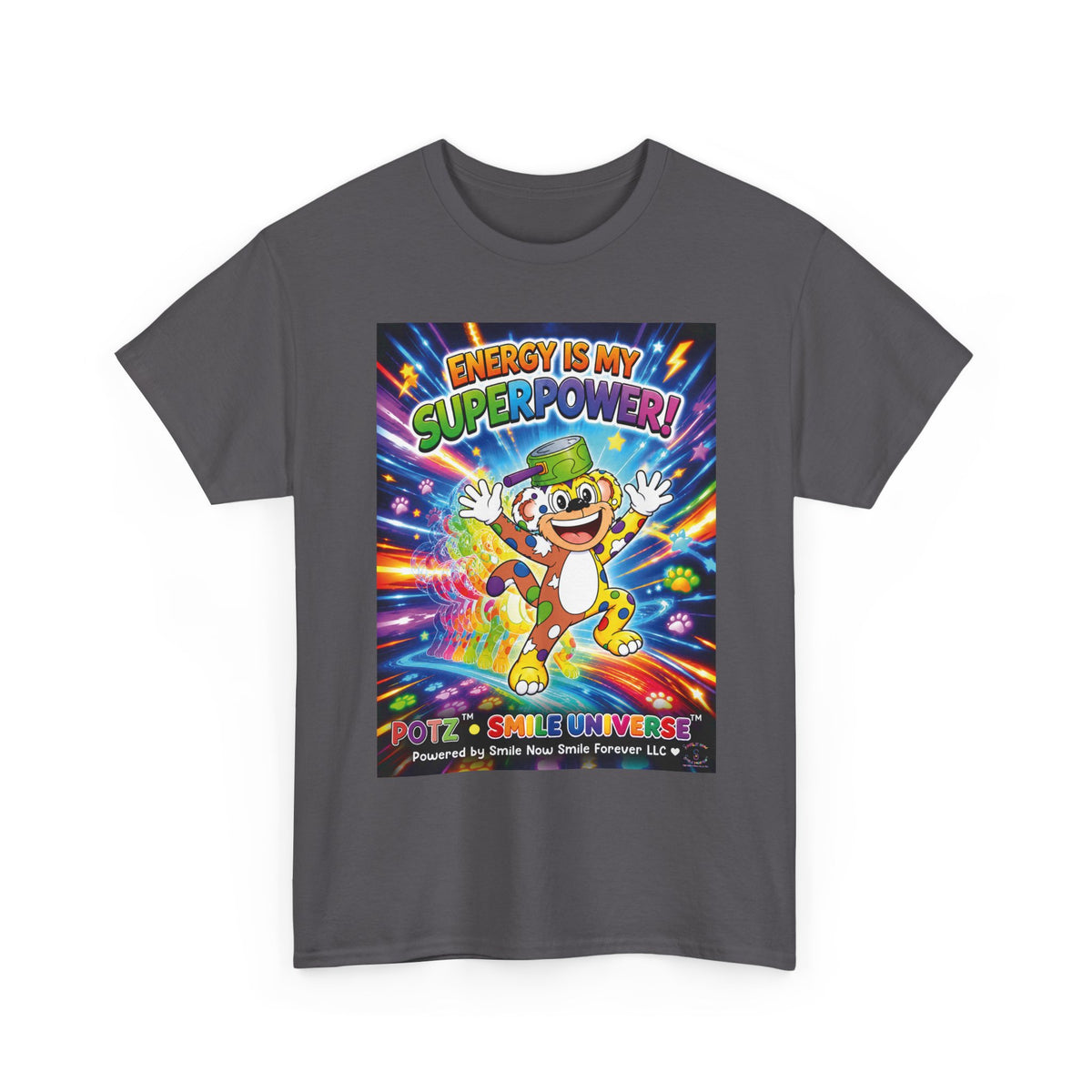 Potz™ Unisex Heavy Cotton™ Tee – "Energy is My Superpower!" Graphic Tee | Smile Universe Collection