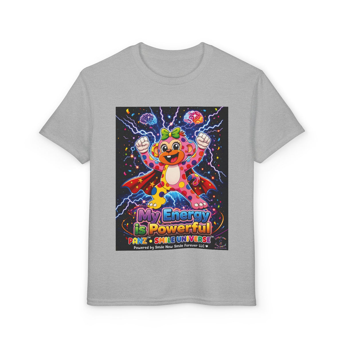 Panz™ Youth DryBlend® T-Shirt – "My Energy is Powerful" Graphic Tee | Smile Universe Collection