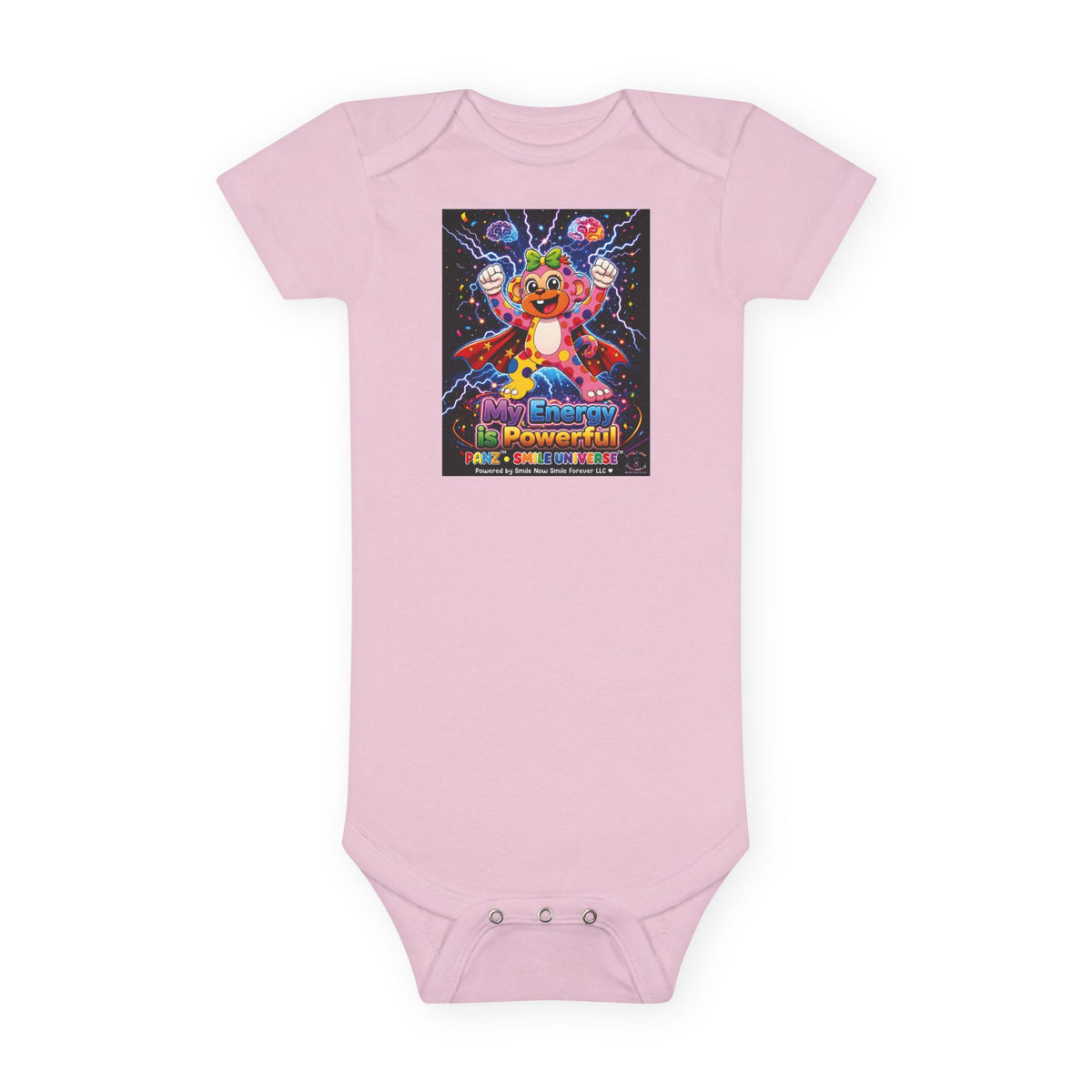 Panz™ Baby Short Sleeve Onesie® – "My Energy is Powerful" Graphic Bodysuit | Smile Universe Collection
