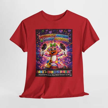 Panz™ Unisex Heavy Cotton™ Tee – "Differently Amazing & Loudly Autistic!" Graphic | Smile Universe Collection