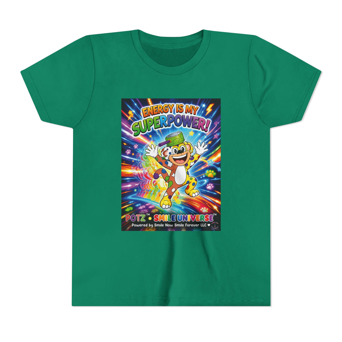 Potz™ Youth Short Sleeve Tee – "Energy is My Superpower!" Graphic Tee | Smile Universe Collection