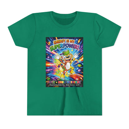 Potz™ Youth Short Sleeve Tee – "Energy is My Superpower!" Graphic Tee | Smile Universe Collection