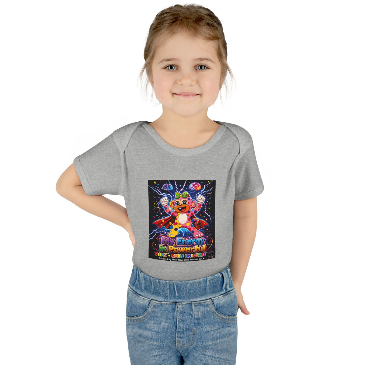 Panz™ Infant Baby Rib Bodysuit – "My Energy is Powerful" Graphic Onesie | Smile Universe Collection