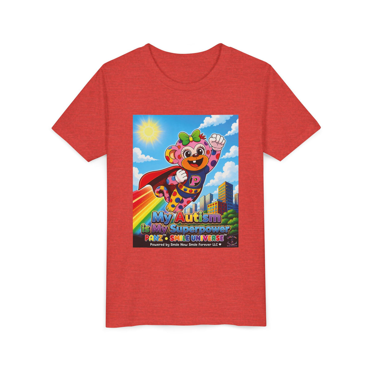 Panz™ Youth Short Sleeve Tee – "My Autism is My Superpower" Graphic | Smile Universe Collection