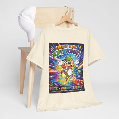 Potz™ Unisex Heavy Cotton™ Tee – "Energy is My Superpower!" Graphic Tee | Smile Universe Collection