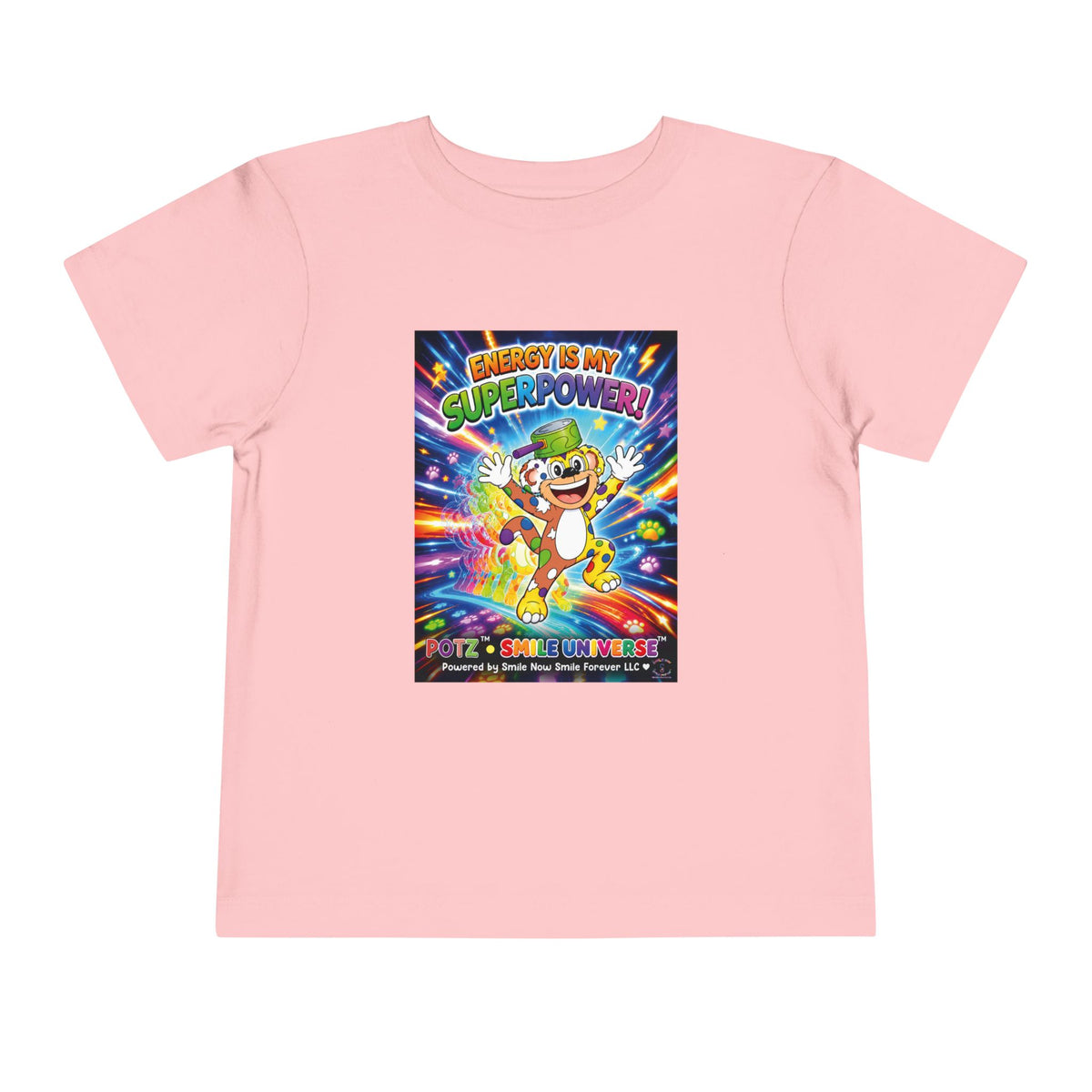 Potz™ Toddler Short Sleeve Tee – "Energy is My Superpower!" Graphic Tee | Smile Universe Collection