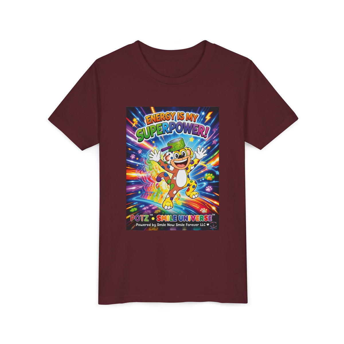 Potz™ Youth Short Sleeve Tee – "Energy is My Superpower!" Graphic Tee | Smile Universe Collection