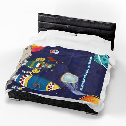 TuBz™ Velveteen Plush Blanket – "Houston, No Problem Here!" Graphic | Smile Universe Collection