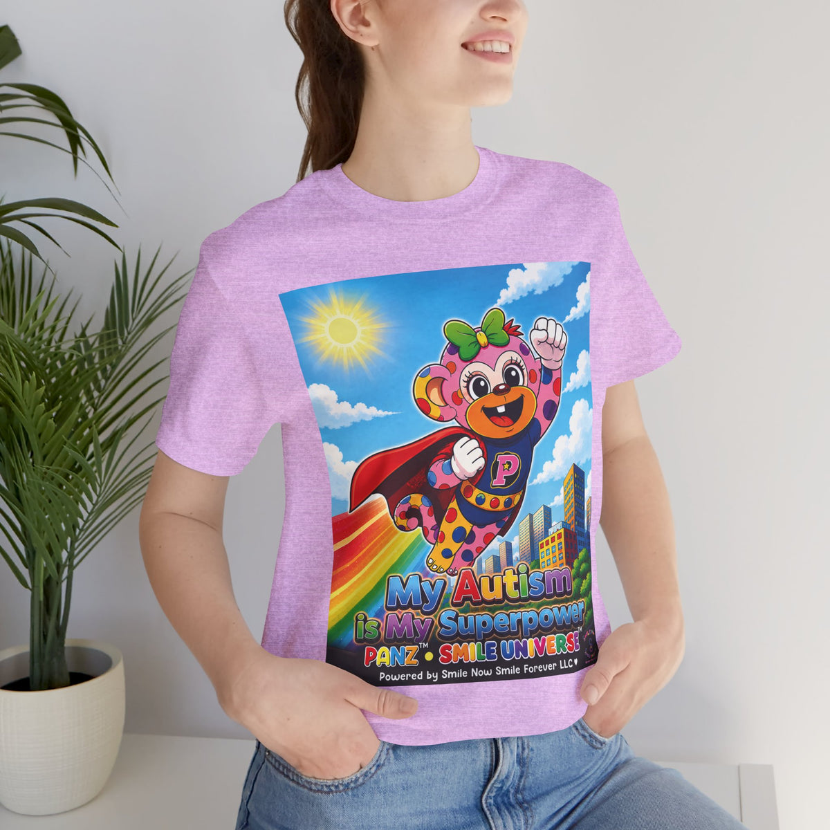 Panz™ Unisex Jersey Short Sleeve Tee – "My Autism is My Superpower" Graphic | Smile Universe Collection