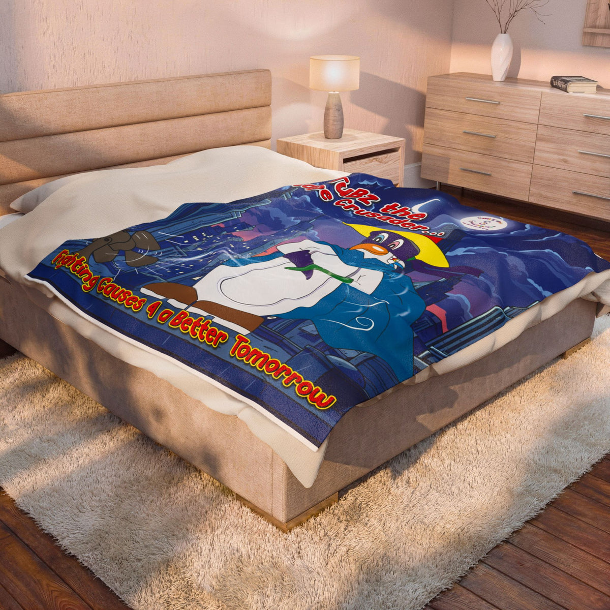 TuBz™ Velveteen Plush Blanket – "Fighting Causes 4 a Better Tomorrow" Graphic | Smile Universe Collection